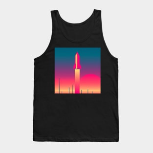 Simple synthwave rocket launch Tank Top